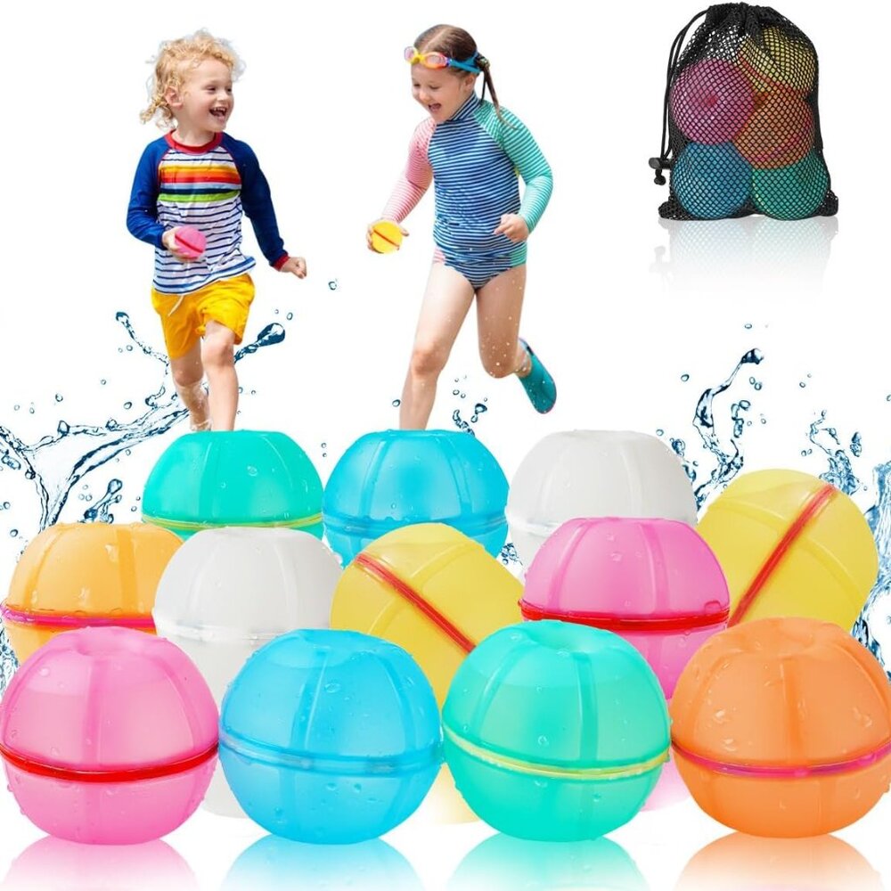 6-Pack Magnetic Quick-Fill Silicone Water Balloons for Pool and Outdoor Games